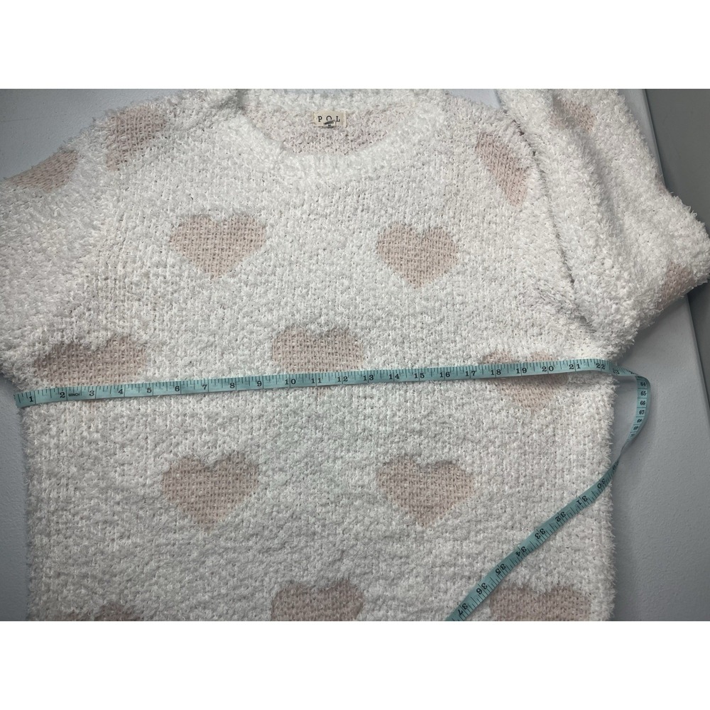 POL Sweater White With Pink Hearts Sweatshirt Size Medium Soft! - Picture 5 of 7